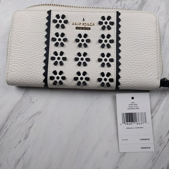 NWT Kate Spade Bryant Court Neda Black White Wallet - Picture 7 of 7